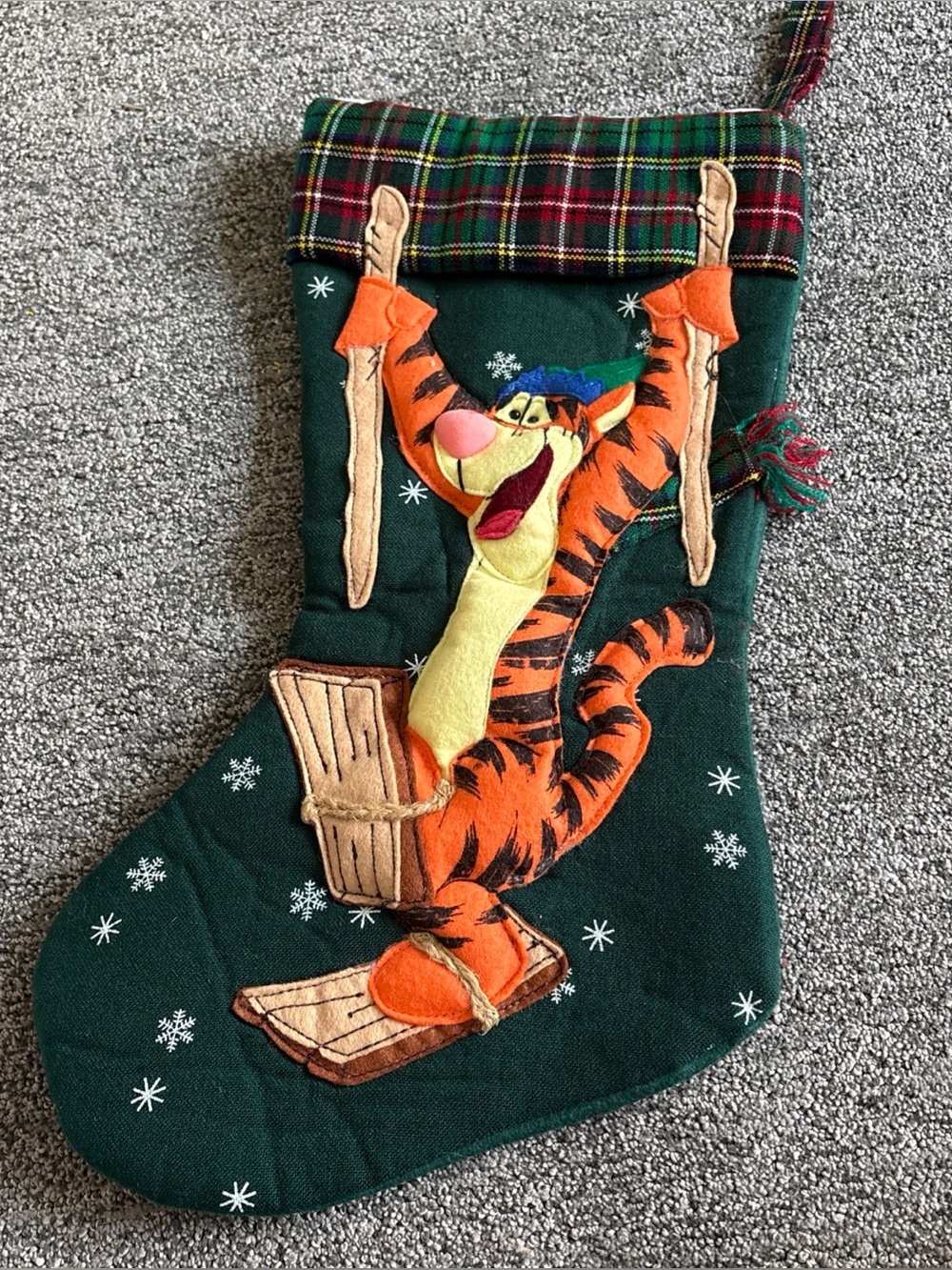 DISNEY TIGER 3D FELT CHRISTMAS STOCKING 20” Vintage 1990’s